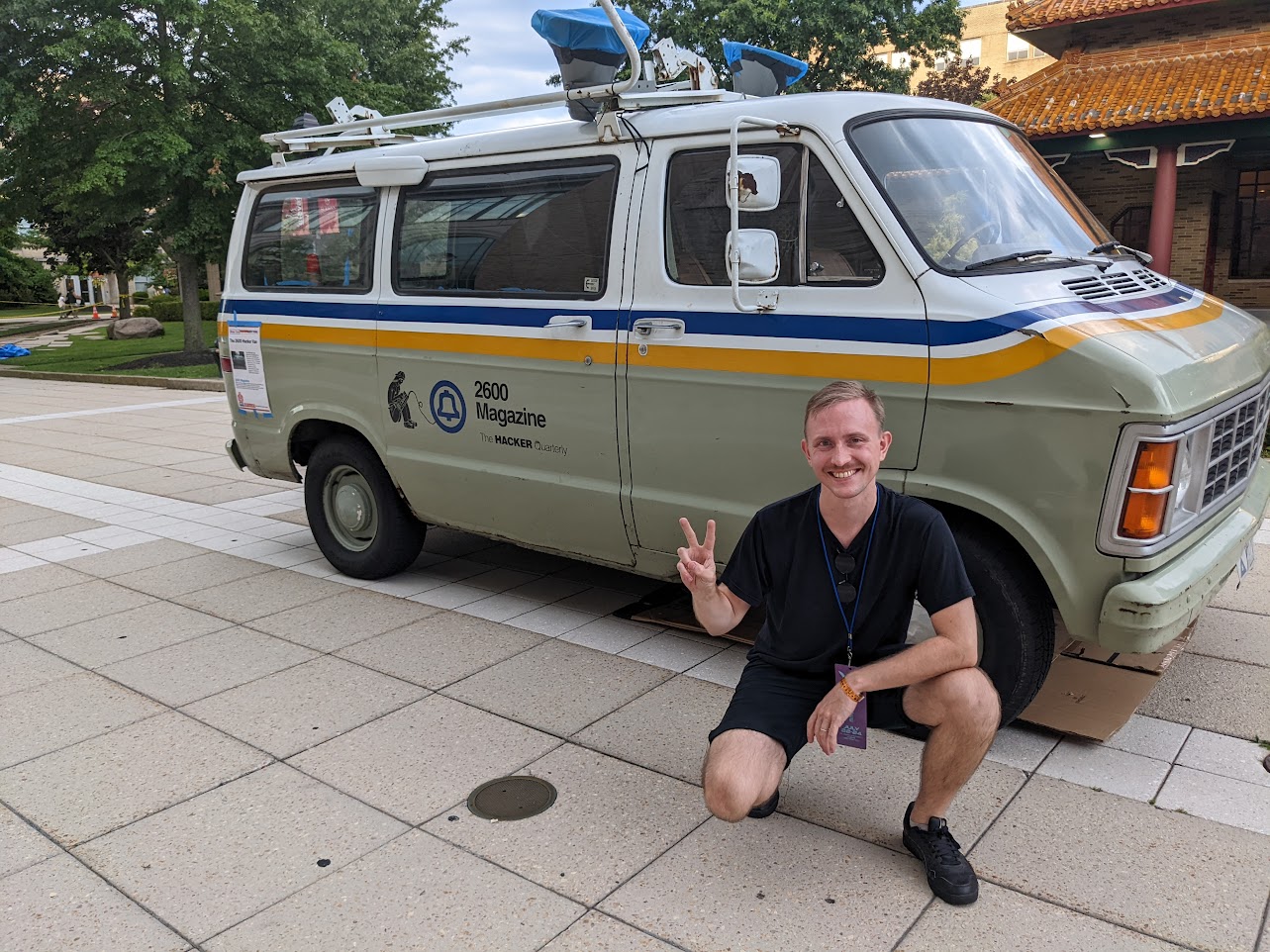 Zephyr in front of the 2600 van at Hope 2022